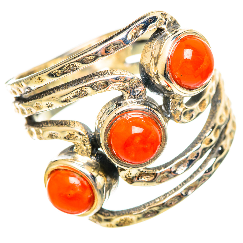 Mediterranean Red Coral Rings handcrafted by Ana Silver Co - RING114632 - Photo 2