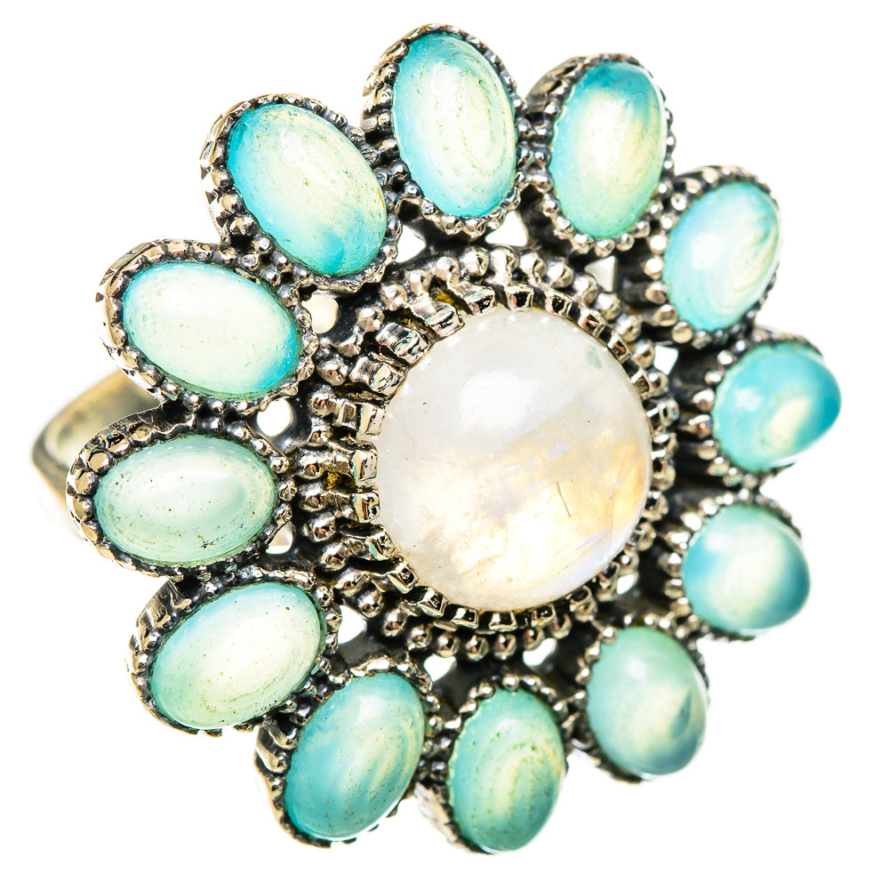 Rainbow Moonstone Rings handcrafted by Ana Silver Co - RING114691 - Photo 2