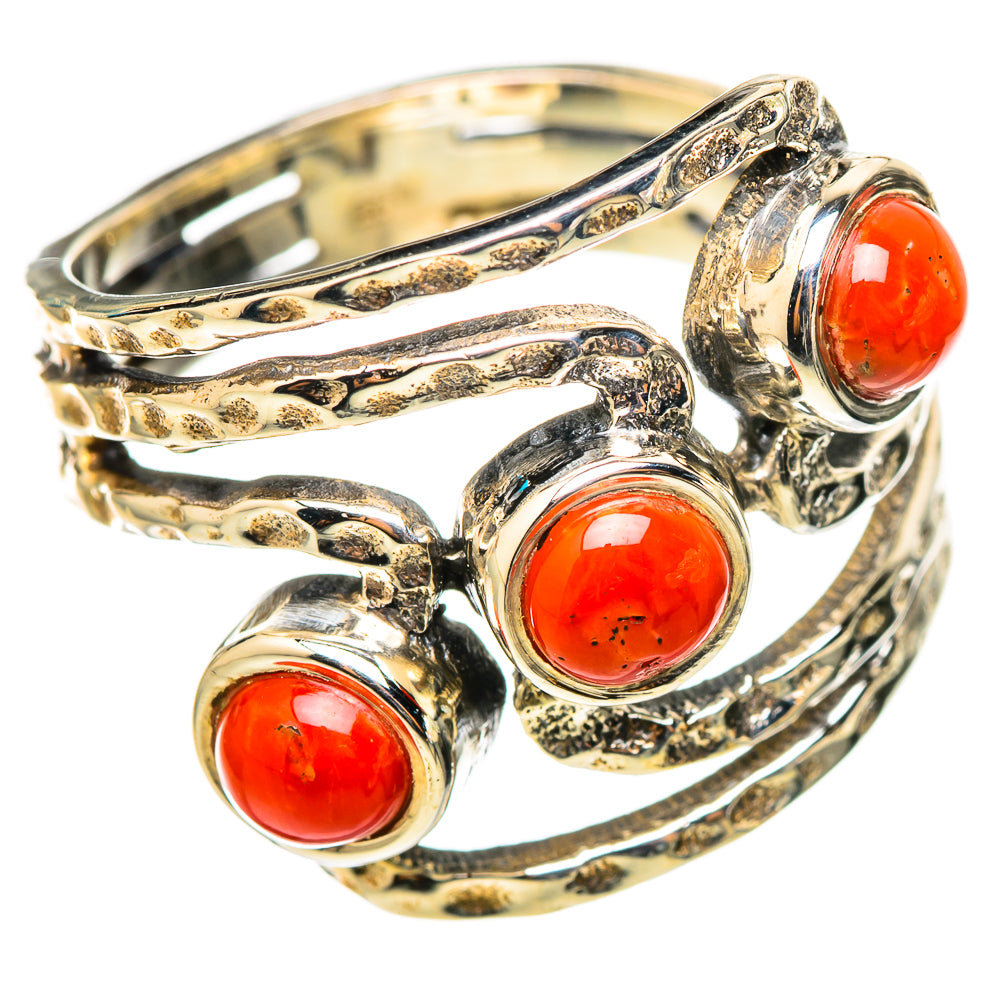 Mediterranean Red Coral Rings handcrafted by Ana Silver Co - RING114734 - Photo 2
