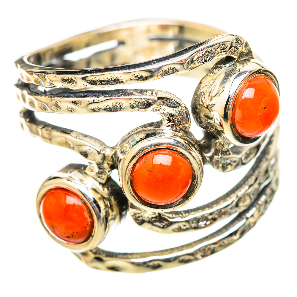 Mediterranean Red Coral Rings handcrafted by Ana Silver Co - RING114781 - Photo 2