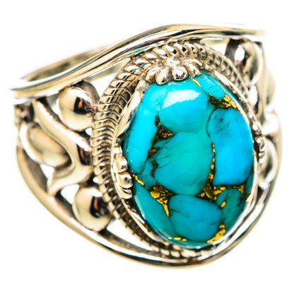 Blue Copper Composite Turquoise Rings handcrafted by Ana Silver Co - RING114819 - Photo 2