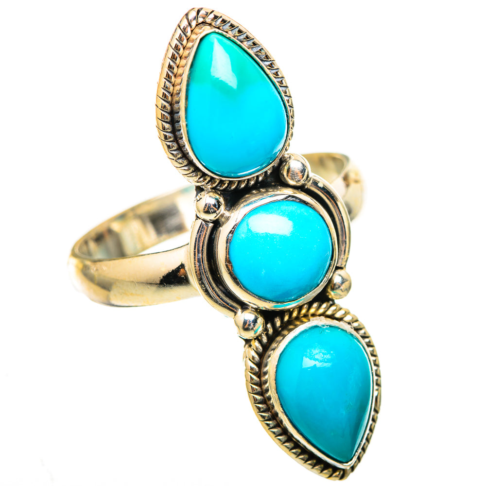 Sleeping Beauty turquoise triple teardrop ring in 925 sterling silver