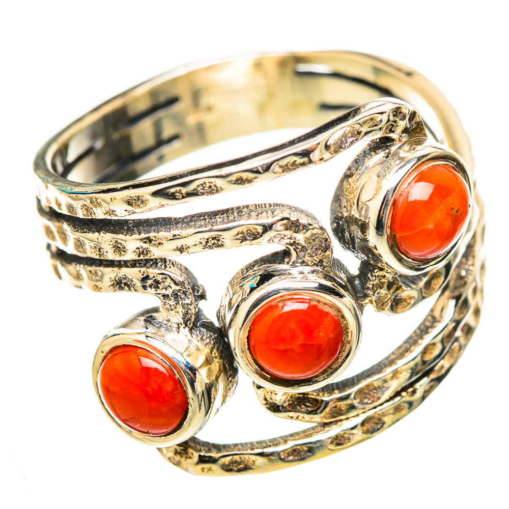 Mediterranean Red Coral Rings handcrafted by Ana Silver Co - RING114891 - Photo 2
