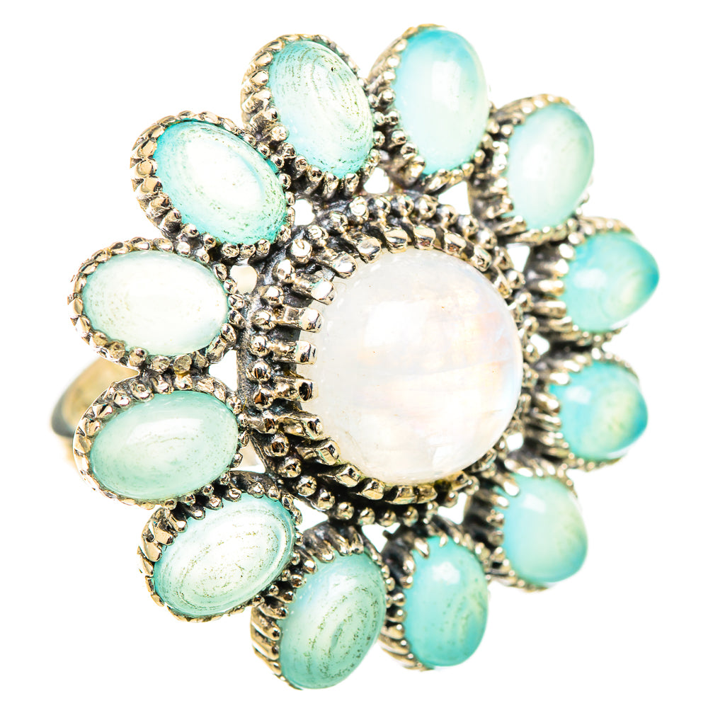 Rainbow Moonstone Rings handcrafted by Ana Silver Co - RING114987 - Photo 2