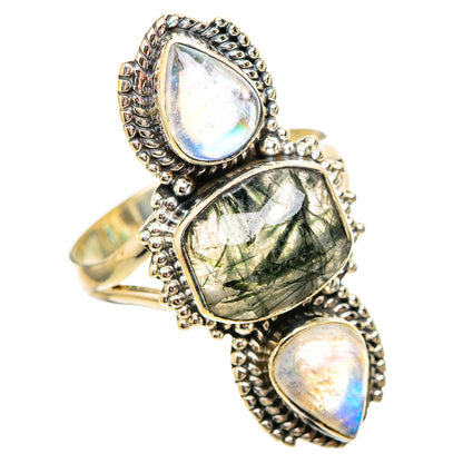 Tourmalinated Quartz, Rainbow Moonstone Rings handcrafted by Ana Silver Co - RING115015 - Photo 2