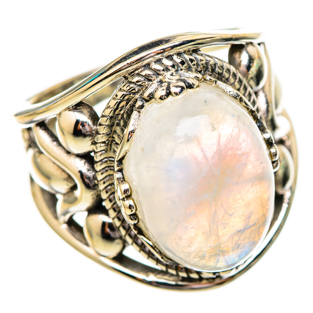 Rainbow Moonstone Rings handcrafted by Ana Silver Co - RING115017 - Photo 2
