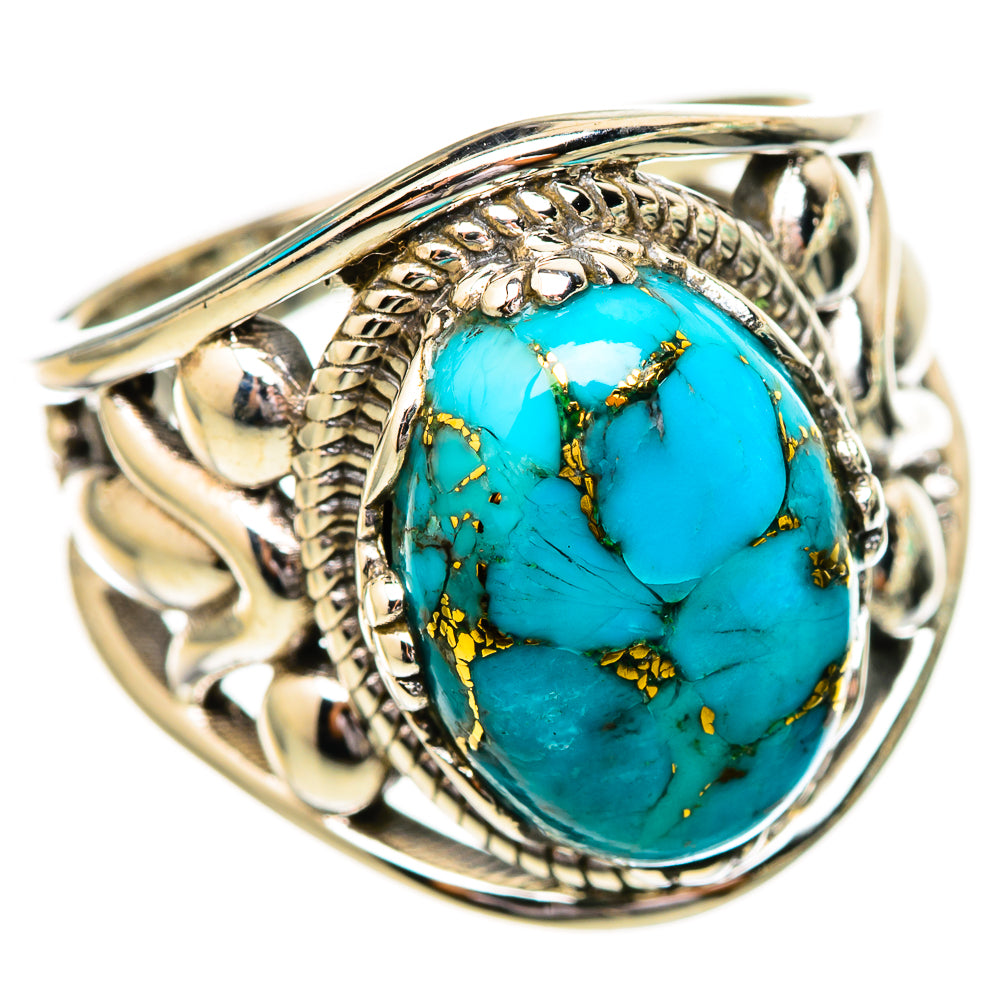 Blue Copper Composite Turquoise Rings handcrafted by Ana Silver Co - RING115047 - Photo 2
