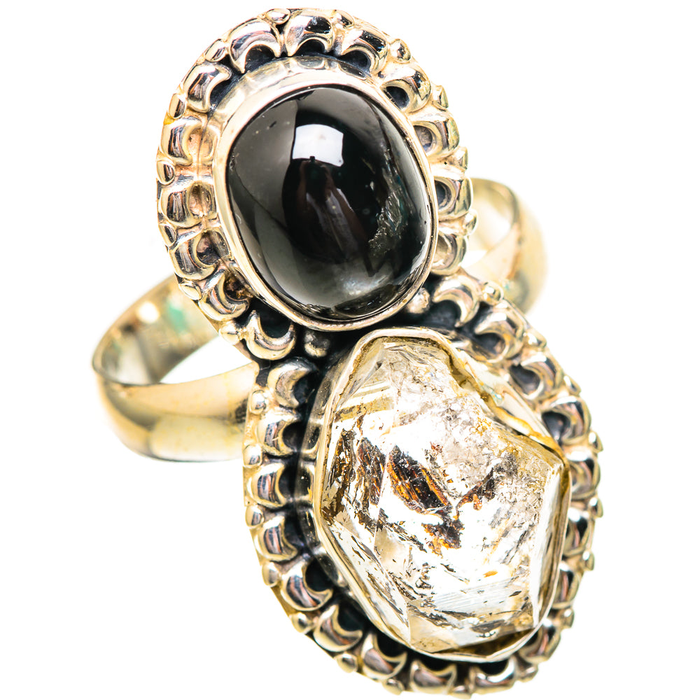 Herkimer Diamond, Star Diopside Rings handcrafted by Ana Silver Co - RING115067 - Photo 2