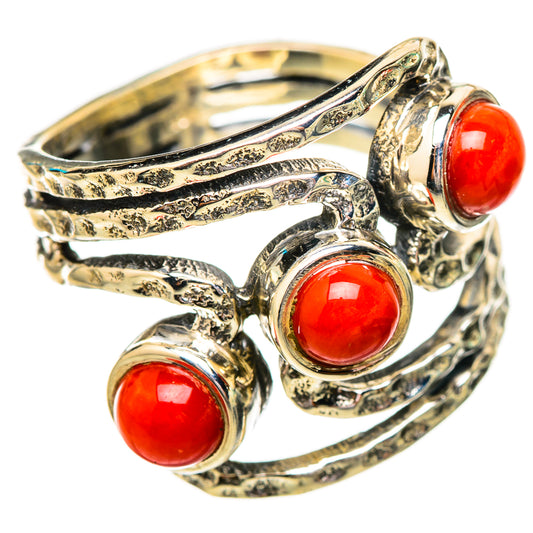 Red Coral Rings handcrafted by Ana Silver Co - RING115086 - Photo 2