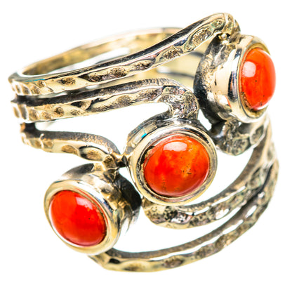 Red Coral Rings handcrafted by Ana Silver Co - RING115110 - Photo 2