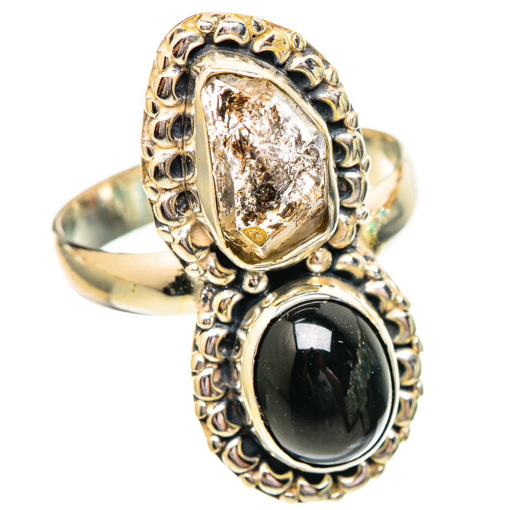 Black Onyx, Herkimer Diamond Rings handcrafted by Ana Silver Co - RING115113 - Photo 2
