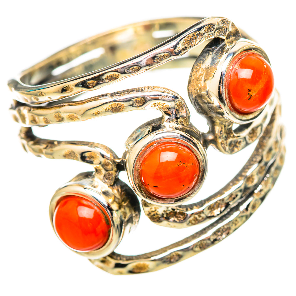 Red Coral Rings handcrafted by Ana Silver Co - RING115130 - Photo 2