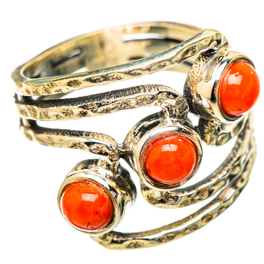 Red Coral Rings handcrafted by Ana Silver Co - RING115154 - Photo 2