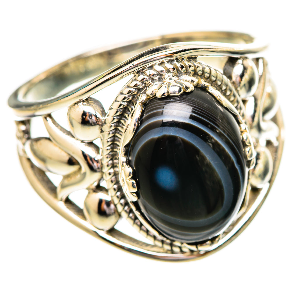 Black Banded Agate Rings handcrafted by Ana Silver Co - RING115157 - Photo 2