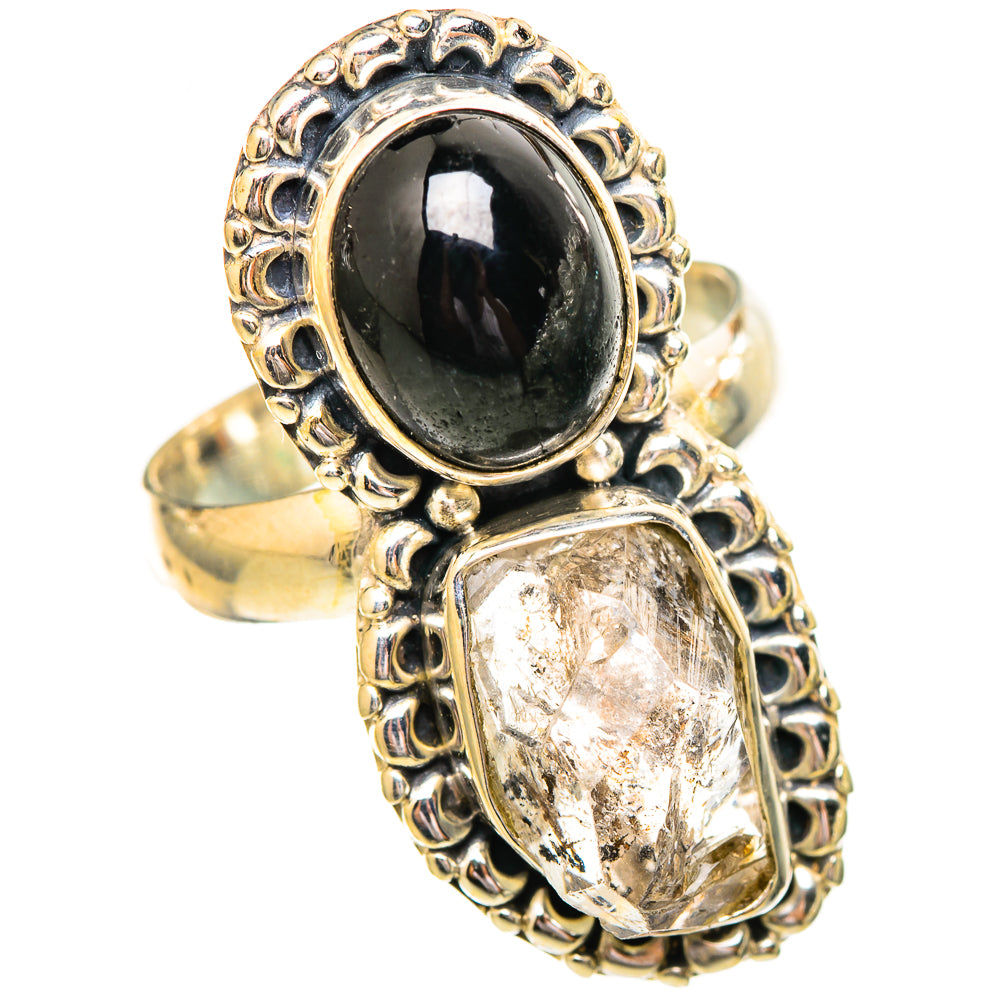 Herkimer Diamond, Black Onyx Rings handcrafted by Ana Silver Co - RING115158 - Photo 2