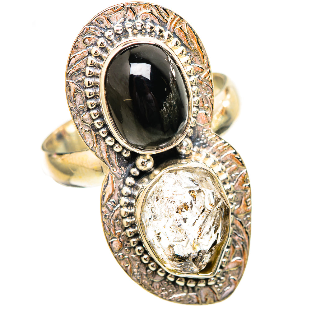 Herkimer Diamond, Black Onyx Rings handcrafted by Ana Silver Co - RING115181 - Photo 2