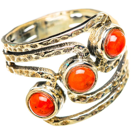 Red Coral Rings handcrafted by Ana Silver Co - RING115197 - Photo 2