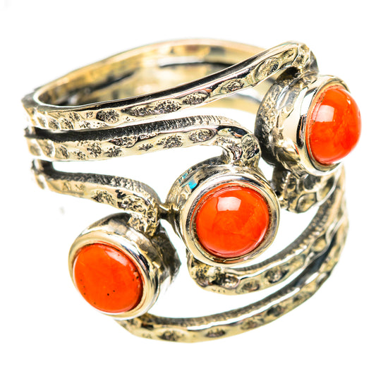 Red Coral Rings handcrafted by Ana Silver Co - RING115220 - Photo 2