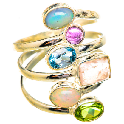 Rose Quartz, Blue Topaz, Ethiopian Opal, Amethyst, Peridot Rings handcrafted by Ana Silver Co - RING115232 - Photo 2