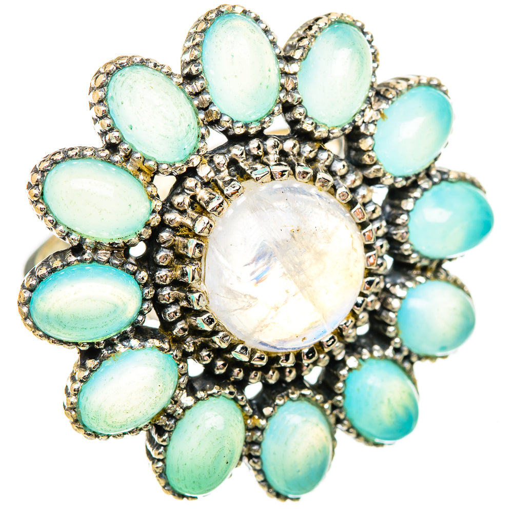 Rainbow Moonstone, Aqua Chalcedony Rings handcrafted by Ana Silver Co - RING115235 - Photo 2