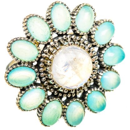 Rainbow Moonstone, Aqua Chalcedony Rings handcrafted by Ana Silver Co - RING115235 - Photo 2