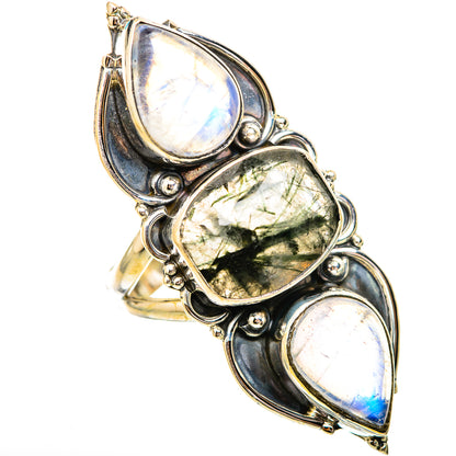 Tourmalinated Quartz, Rainbow Moonstone Rings handcrafted by Ana Silver Co - RING115247 - Photo 2