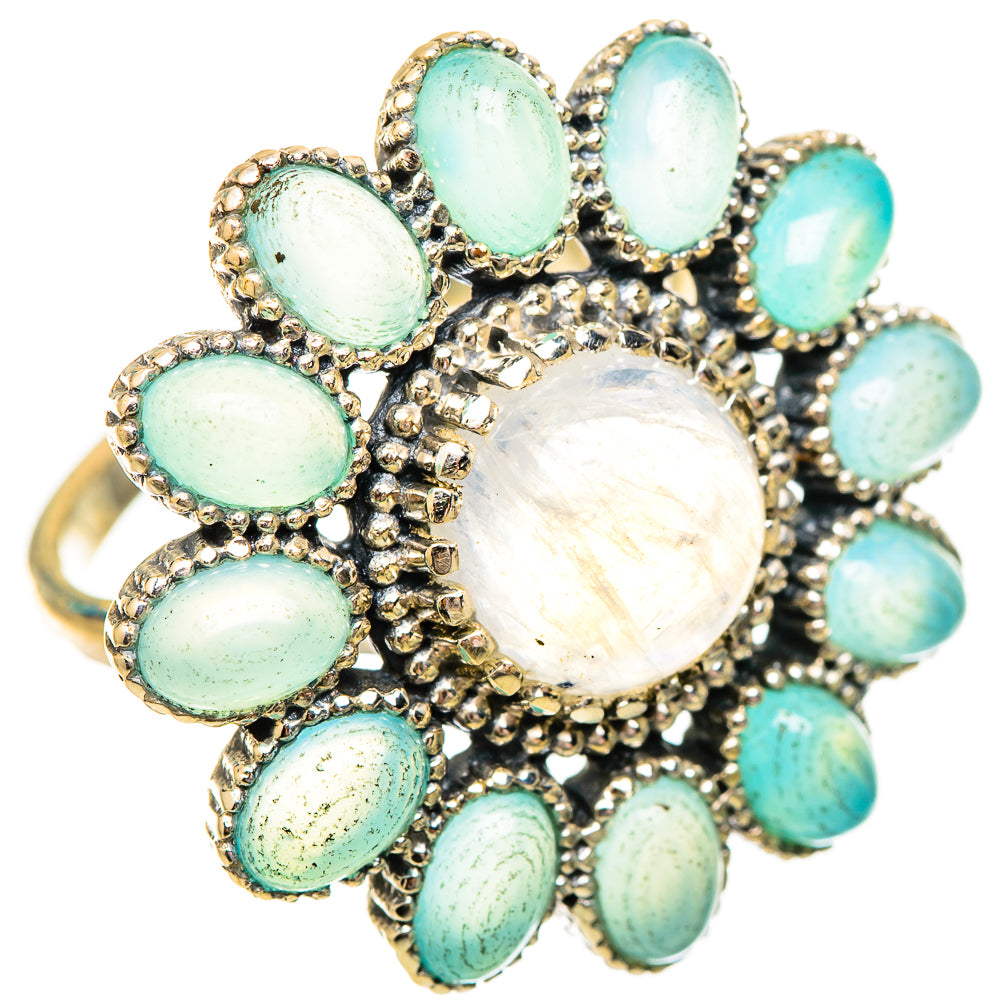 Rainbow Moonstone, Aqua Chalcedony Rings handcrafted by Ana Silver Co - RING115253 - Photo 2