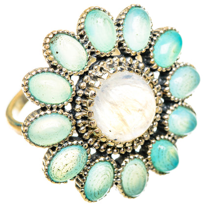 Rainbow Moonstone, Aqua Chalcedony Rings handcrafted by Ana Silver Co - RING115253 - Photo 2