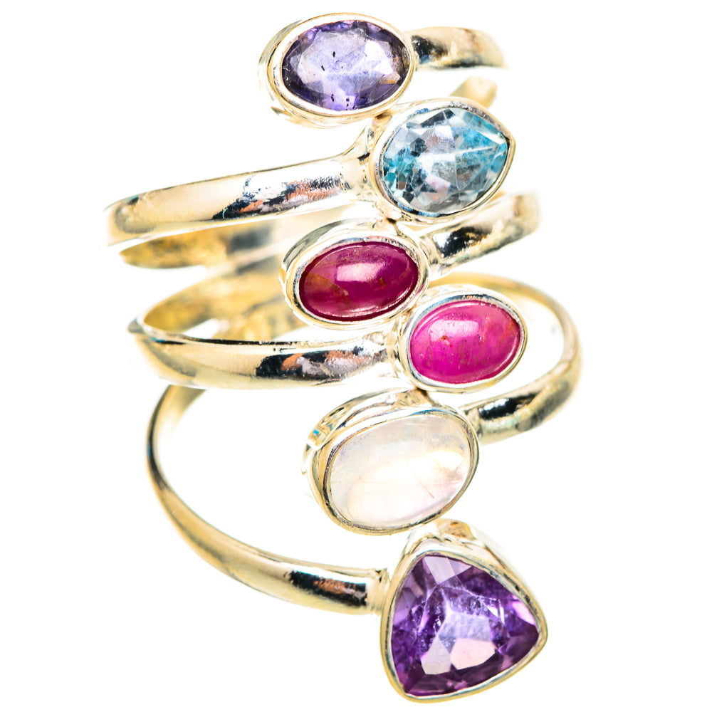 Rainbow Moonstone, Amethyst, Tanzanite, Blue Topaz, Garnet Rings handcrafted by Ana Silver Co - RING115266 - Photo 2