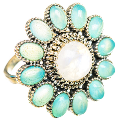 Rainbow Moonstone, Aqua Chalcedony Rings handcrafted by Ana Silver Co - RING115268 - Photo 2