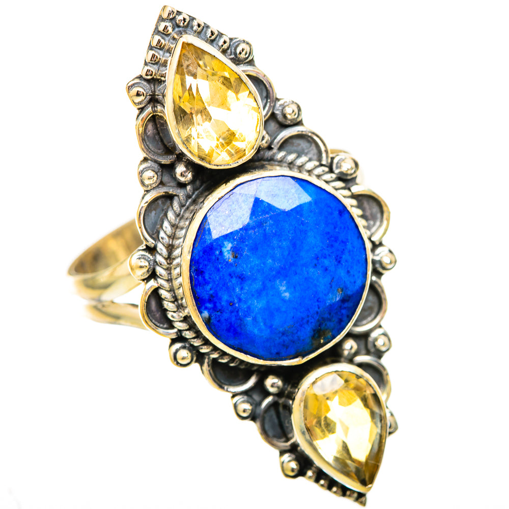 Lapis Lazuli, Citrine Rings handcrafted by Ana Silver Co - RING115273 - Photo 2