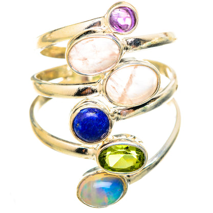 Rose Quartz, Lapis Lazuli, Peridot, Amethyst Rings handcrafted by Ana Silver Co - RING115278 - Photo 2