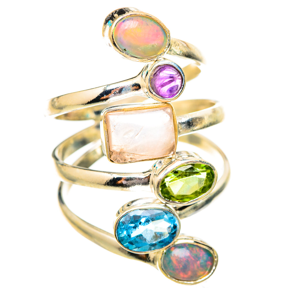 Rose Quartz, Blue Topaz, Peridot, Ethiopian Opal Rings handcrafted by Ana Silver Co - RING115279 - Photo 2