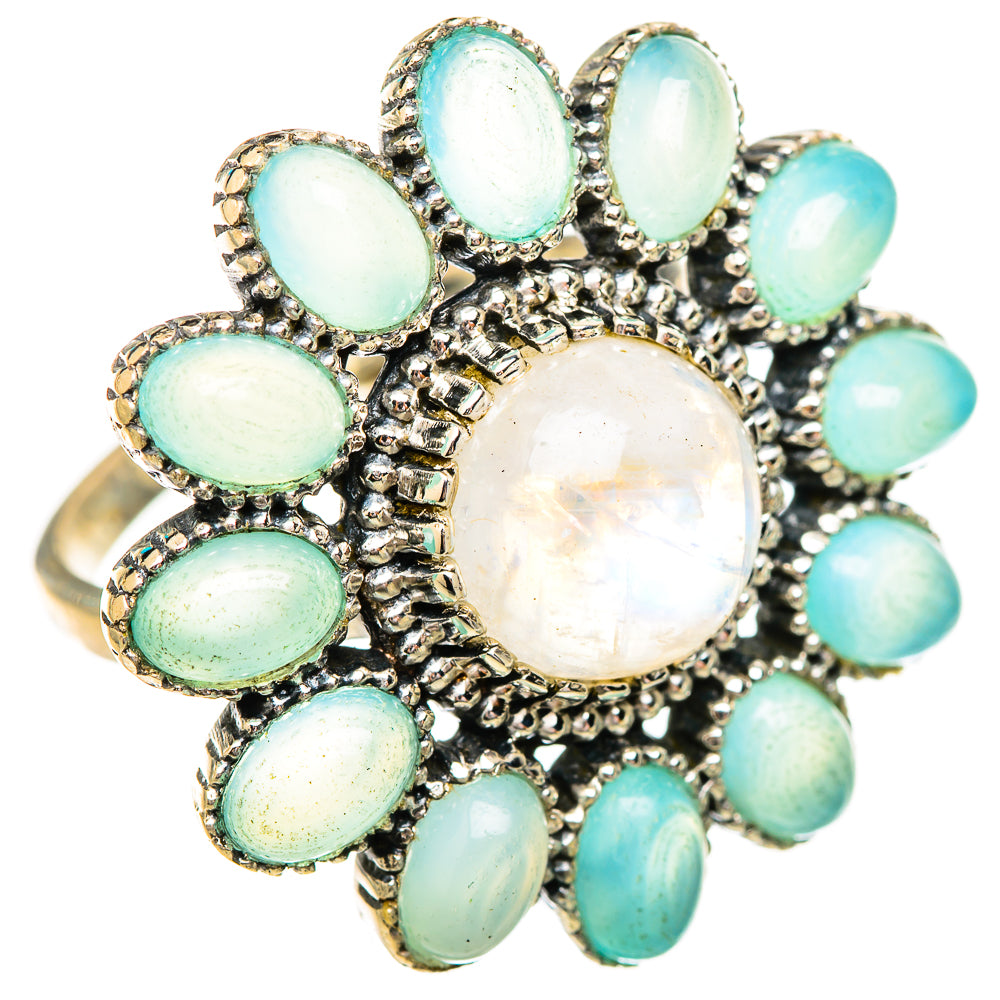Rainbow Moonstone, Aqua Chalcedony Rings handcrafted by Ana Silver Co - RING115286 - Photo 2
