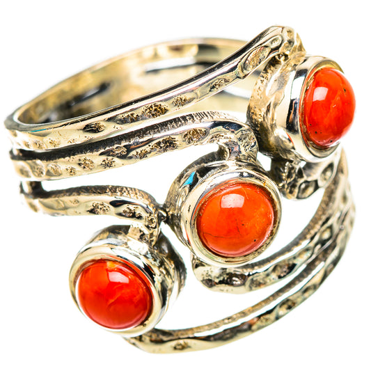 Red Coral Rings handcrafted by Ana Silver Co - RING115308 - Photo 2