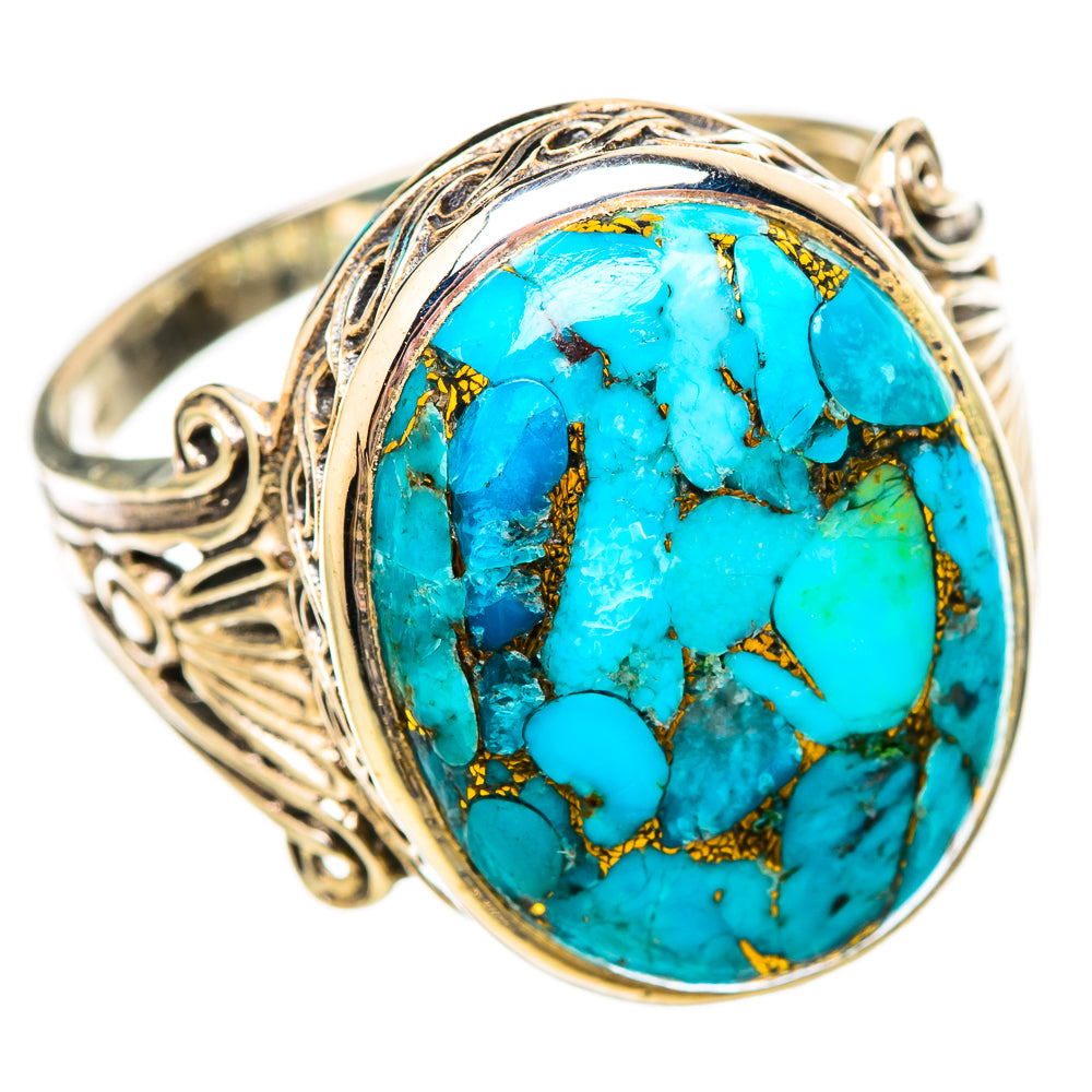 Blue Copper Composite Turquoise Rings handcrafted by Ana Silver Co - RING115596 - Photo 2