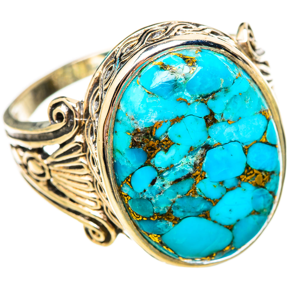 Blue Copper Composite Turquoise Rings handcrafted by Ana Silver Co - RING115661 - Photo 2