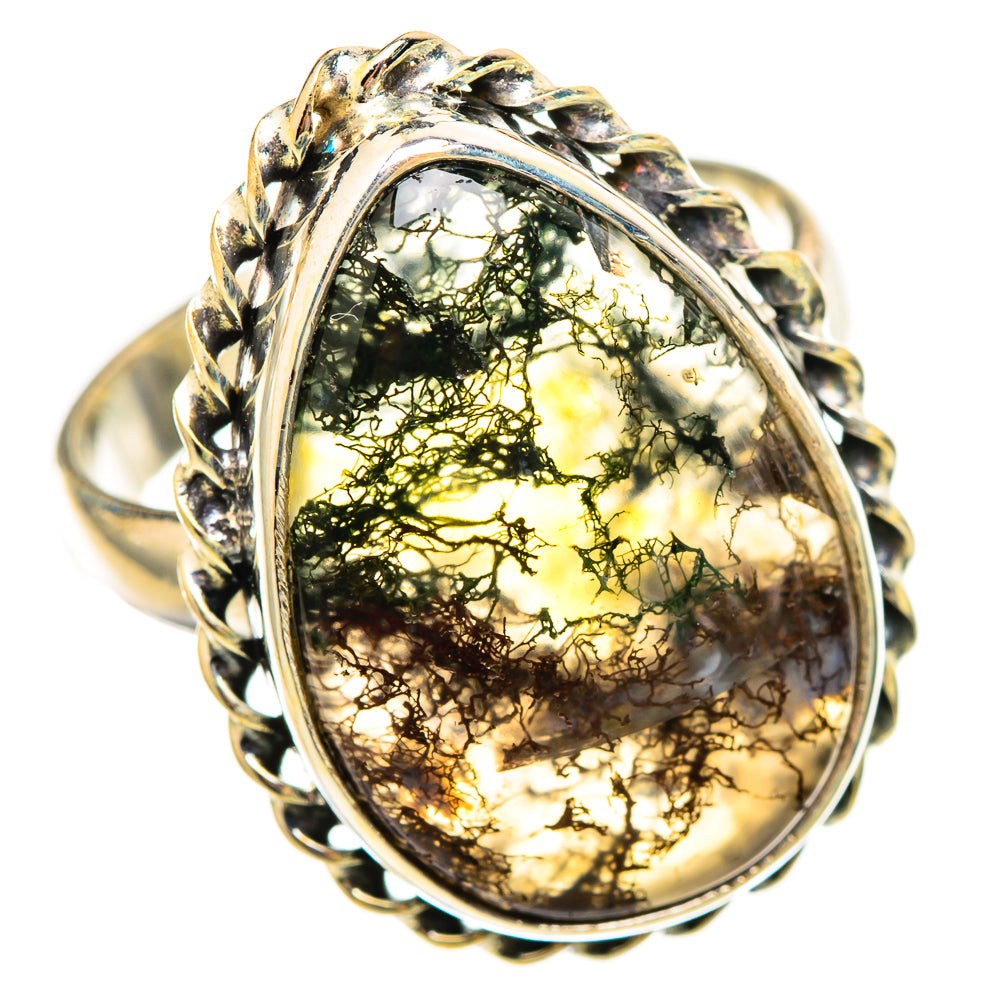 Green Moss Agate Rings handcrafted by Ana Silver Co - RING115693 - Photo 2