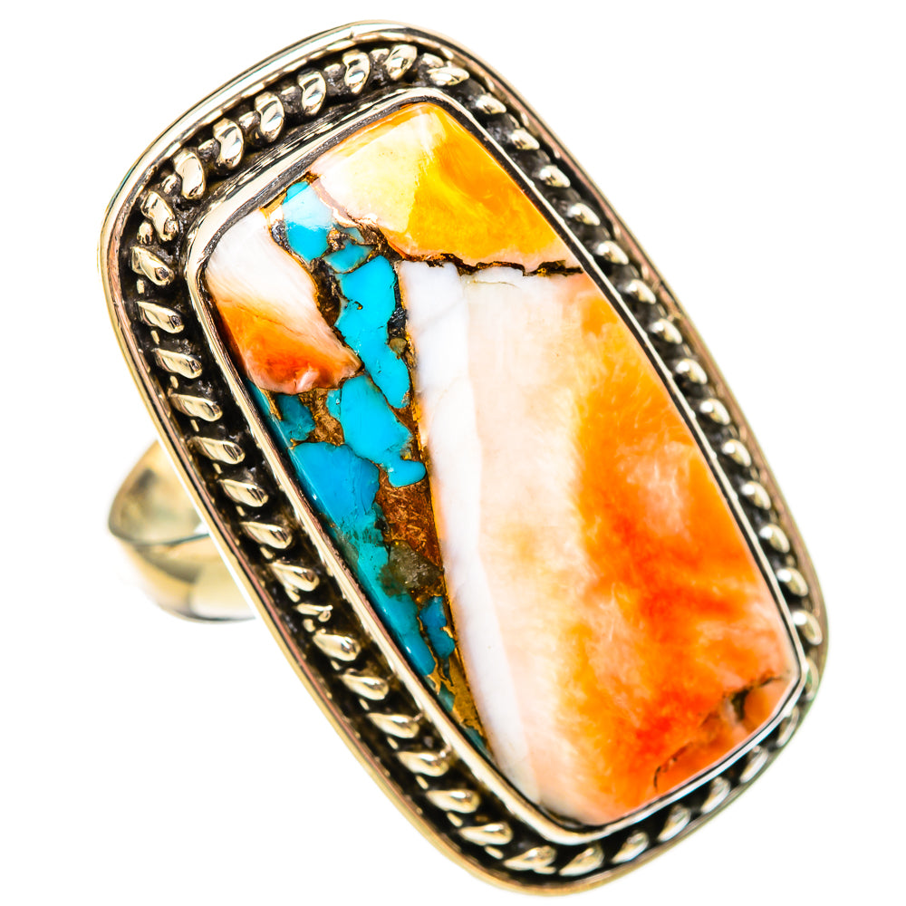 Spiny Oyster Turquoise Rings handcrafted by Ana Silver Co - RING115802 - Photo 2
