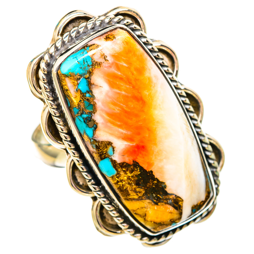 Spiny Oyster Turquoise Rings handcrafted by Ana Silver Co - RING115803 - Photo 2