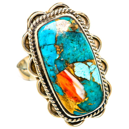 Spiny Oyster Turquoise Rings handcrafted by Ana Silver Co - RING115816 - Photo 2