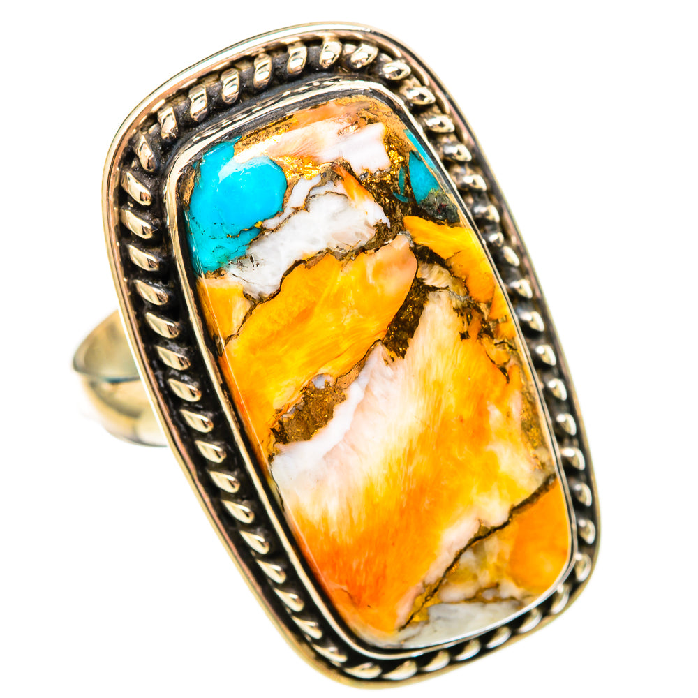 Spiny Oyster Turquoise Rings handcrafted by Ana Silver Co - RING115843 - Photo 2