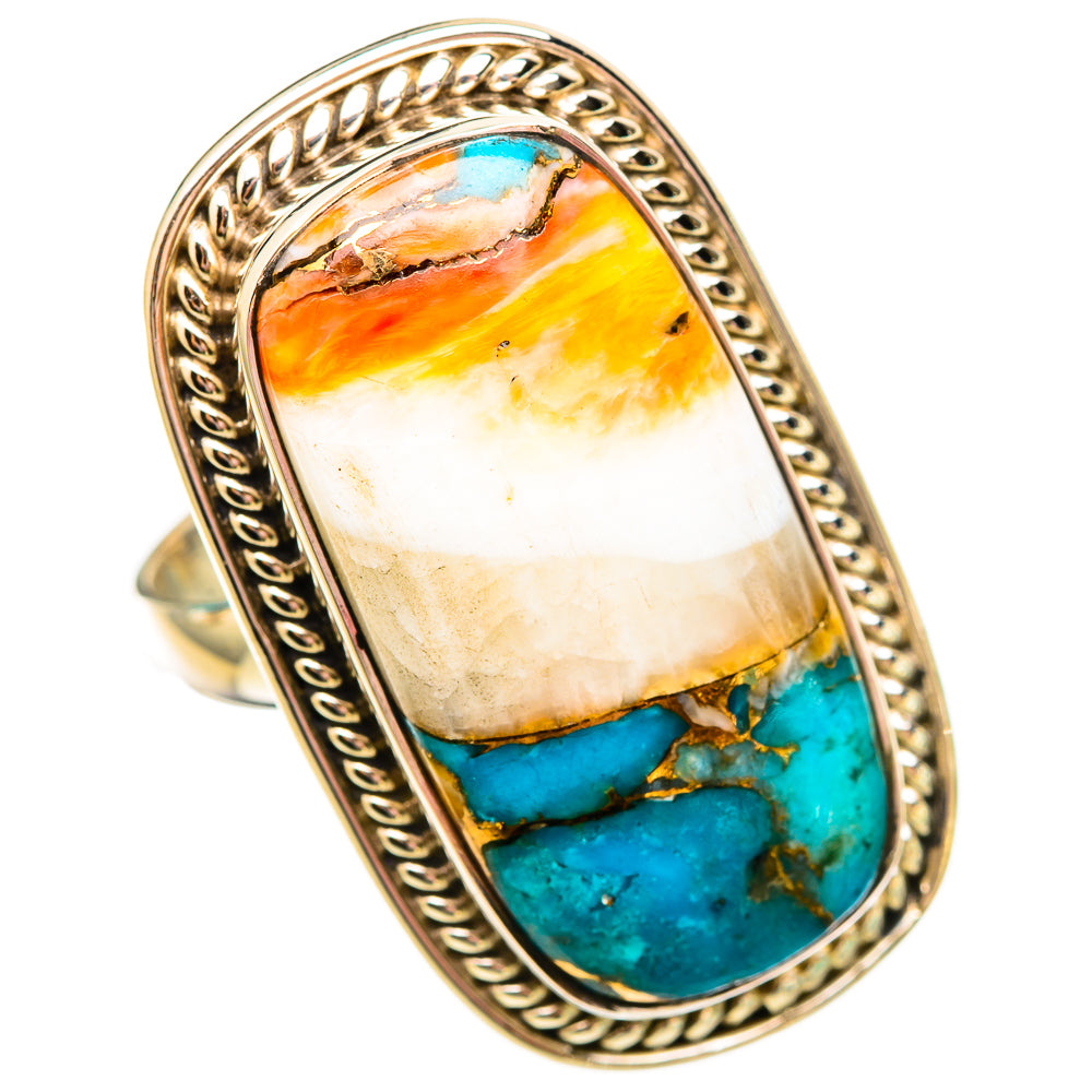Spiny Oyster Turquoise Rings handcrafted by Ana Silver Co - RING115852 - Photo 2