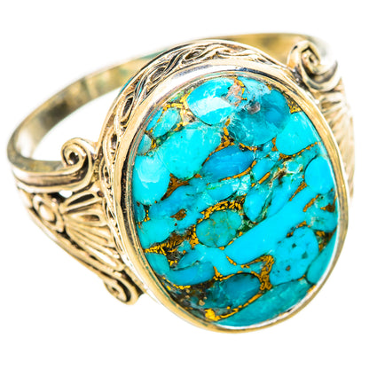 Blue Copper Composite Turquoise Rings handcrafted by Ana Silver Co - RING115858 - Photo 2
