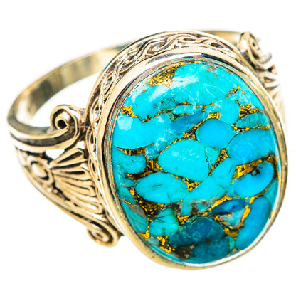 Blue Copper Composite Turquoise Rings handcrafted by Ana Silver Co - RING115999 - Photo 2