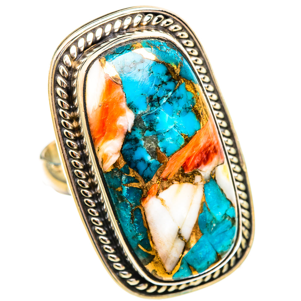 Spiny Oyster Turquoise Rings handcrafted by Ana Silver Co - RING116029 - Photo 2