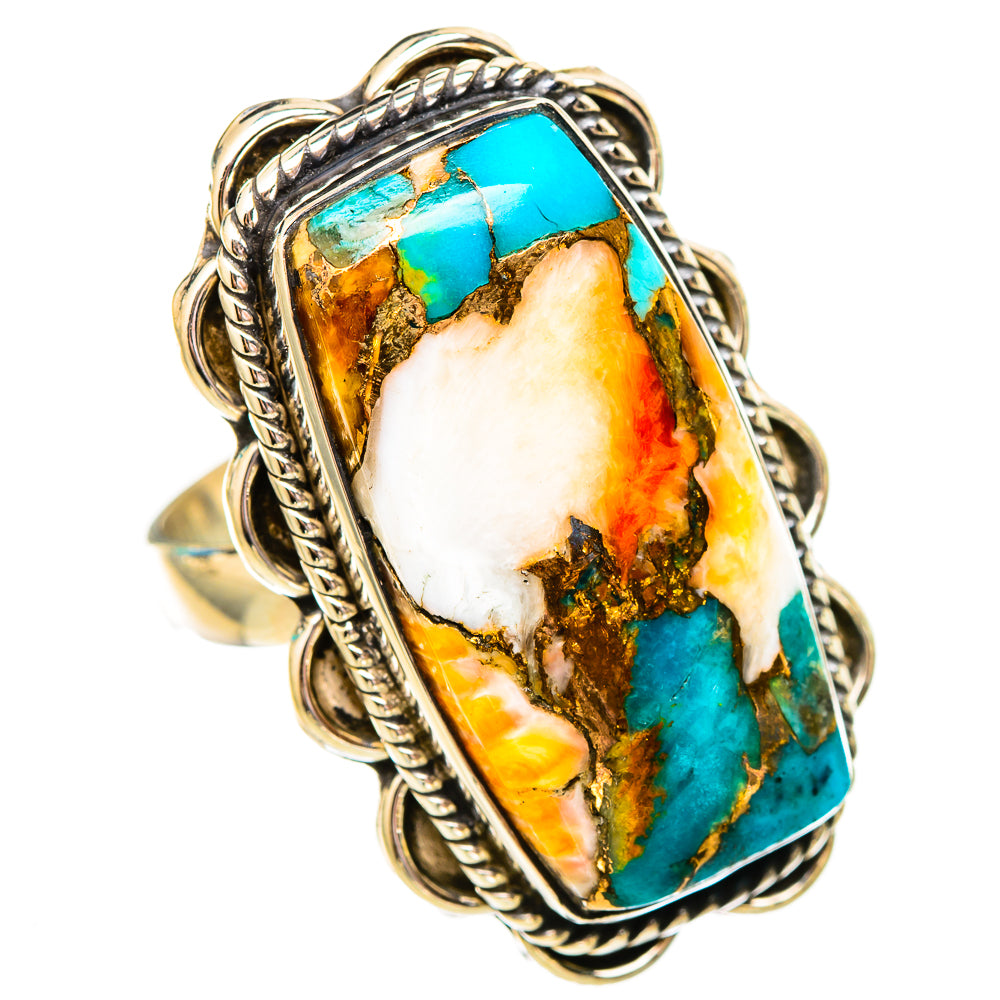 Spiny Oyster Turquoise Rings handcrafted by Ana Silver Co - RING116157 - Photo 2