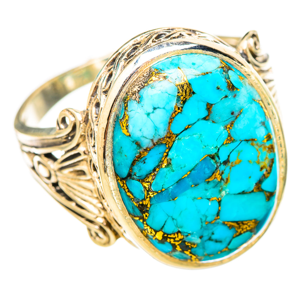 Blue Copper Composite Turquoise Rings handcrafted by Ana Silver Co - RING116169 - Photo 2