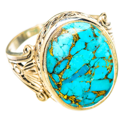 Blue Copper Composite Turquoise Rings handcrafted by Ana Silver Co - RING116169 - Photo 2