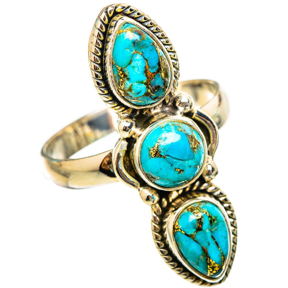 Blue Copper Composite Turquoise Rings handcrafted by Ana Silver Co - RING116208 - Photo 2